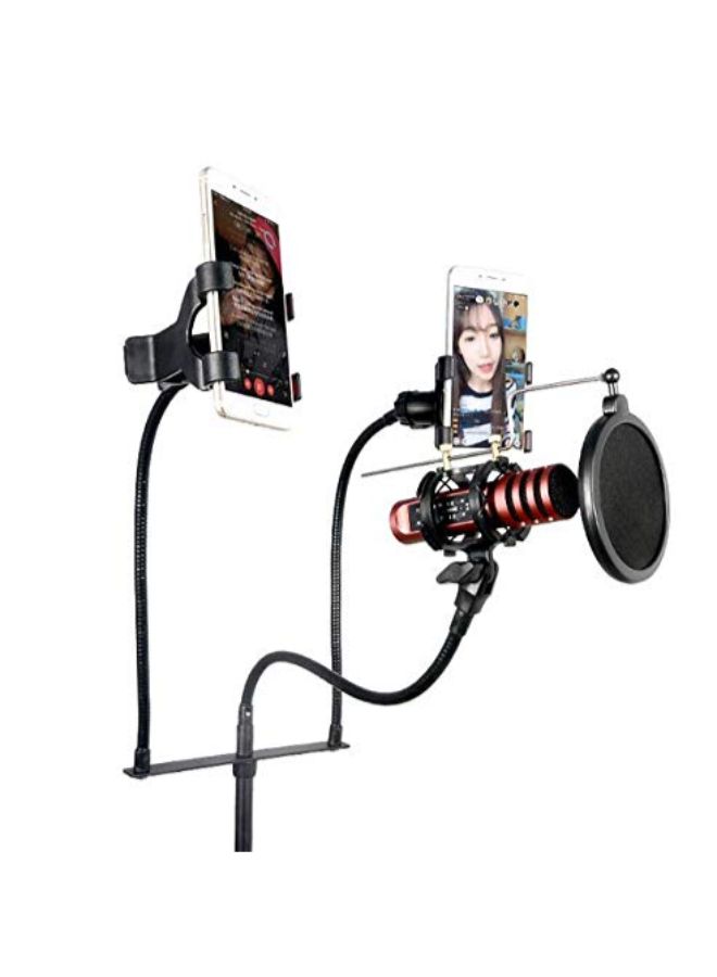 Double Clip Adjustable Studio Floor Stand Microphone 1841800252 Black