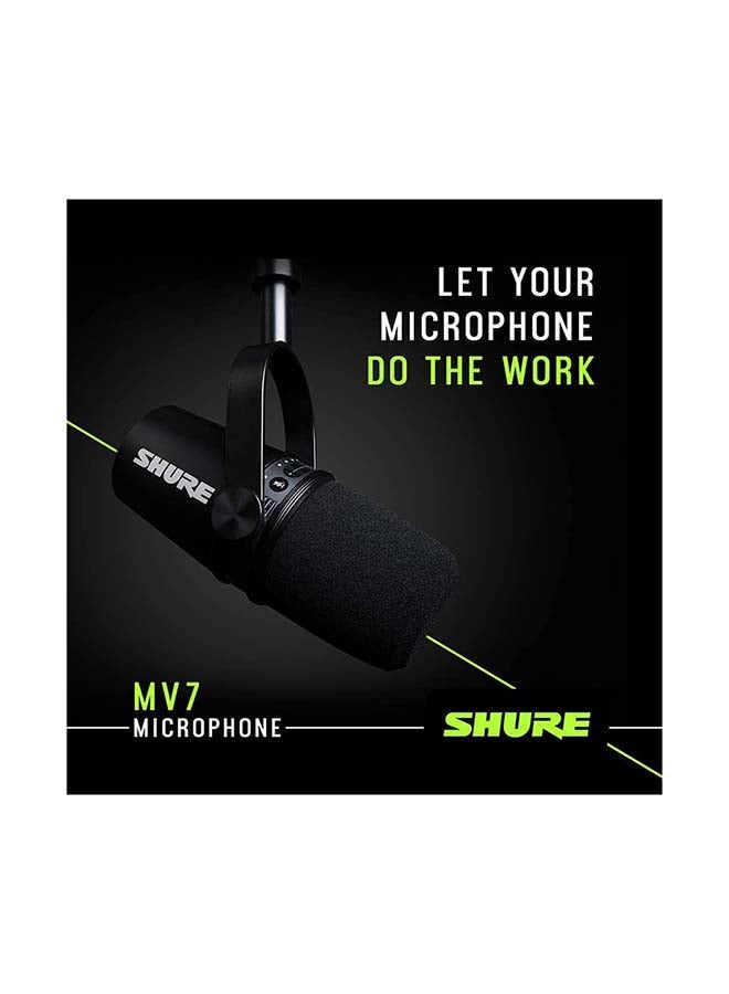 USB Podcast Microphone For Podcasting MV7-K Black