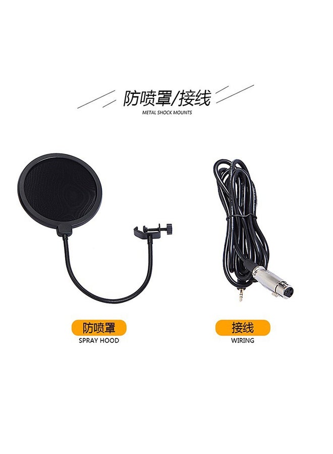 Professional Suspension Microphone Kit Live Broadcasting Recording Condenser Set BM8001 Gold