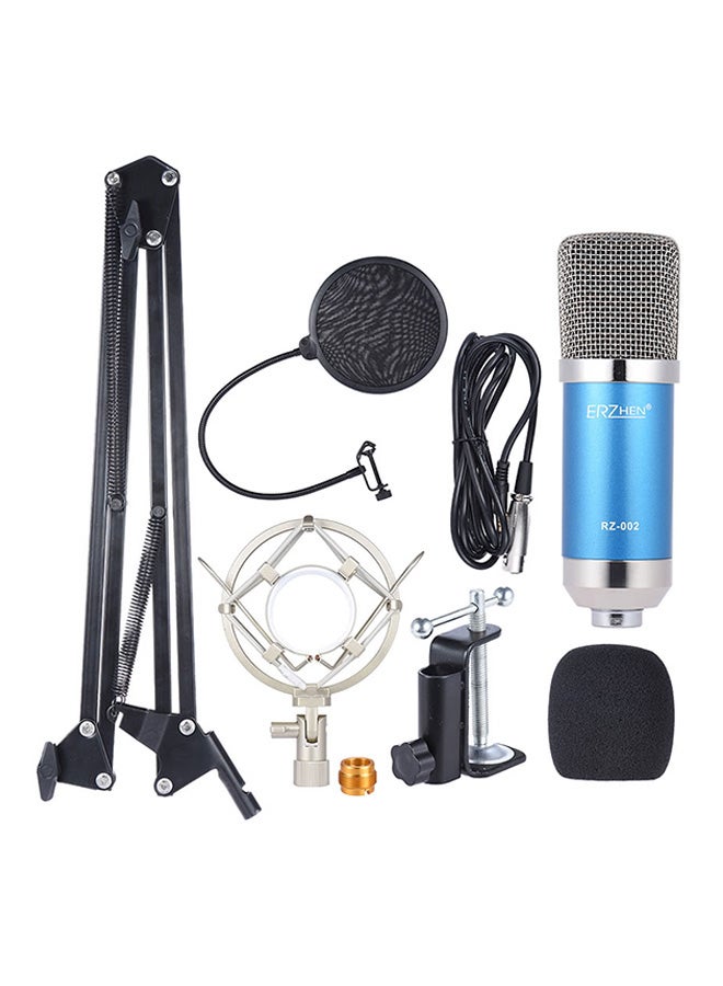 7 Piece Broadcasting Studio Recording Condenser Microphone Kit 1389799 Blue/Black/Silver