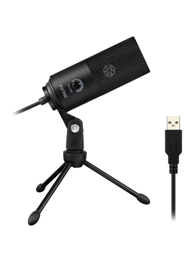 K669B Metal USB Microphone Condenser For Recording On Windows PC & Laptops, Cardioid Studio for Voice Recording, Input Volume Control Knob, Streaming And YouTube Videos K669B Black