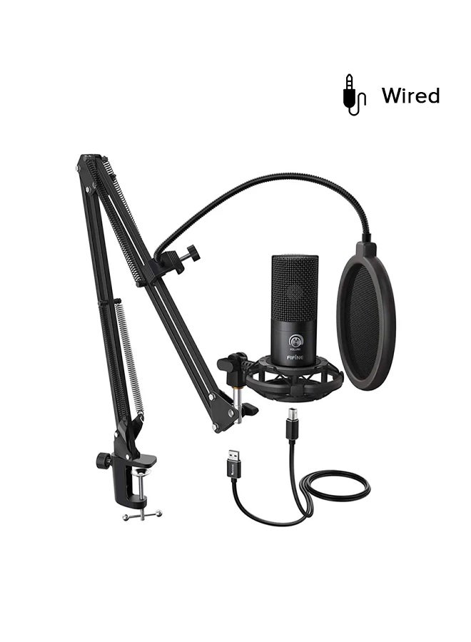 Studio Condenser USB Microphone Kit For PC T669 Black