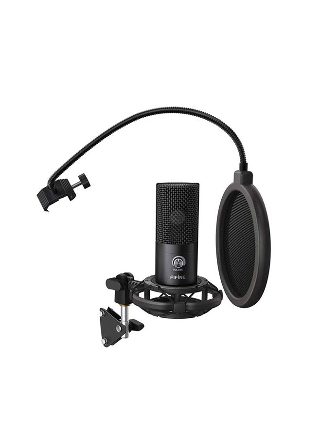 Studio Condenser USB Microphone Kit For PC T669 Black