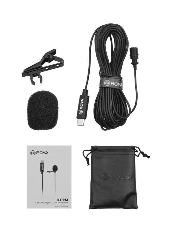 Omnidirectional Single Head Lavalier Lapel Microphone LU-D7774 Black