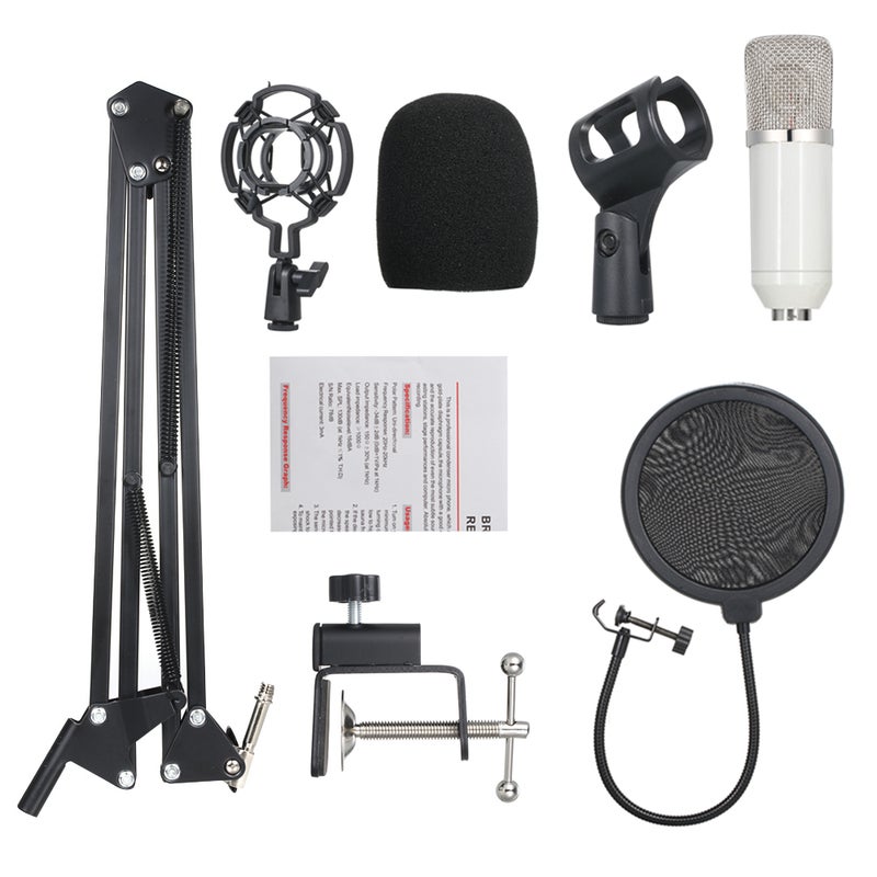 Professional BM700 KTV Singing Studio Recording Condenser Microphone  Kit LU-V5-168 White