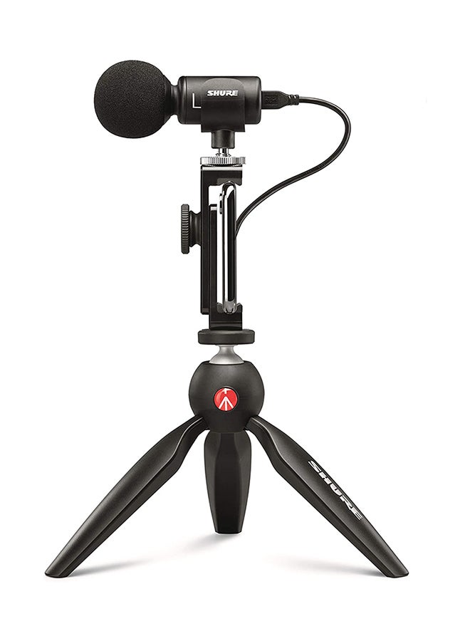 MV88+ Video Kit Digital Stereo Microphone and Accessories for Smartphones MV88+DIG-VIDKIT Black
