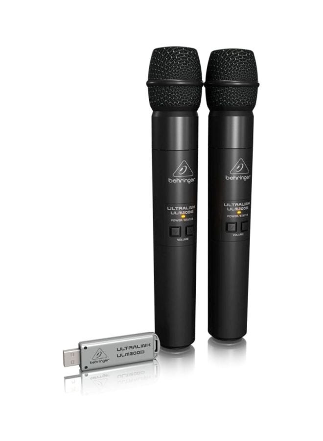 3-Piece Microphones With Dual-Mode USB Receiver Set ULM202USB Black