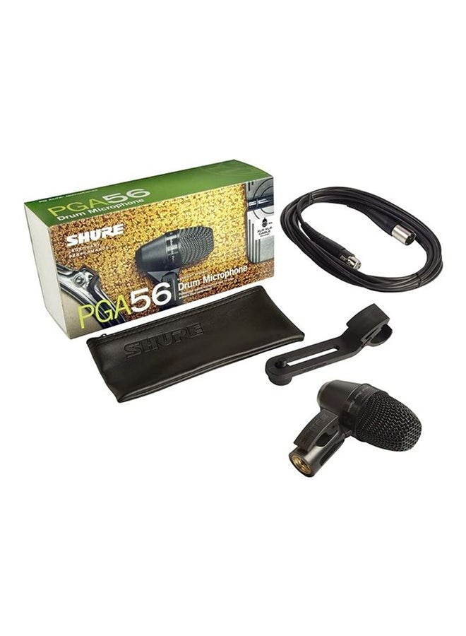 Cardioid Dynamic Snare & Tom Microphone For Musical Instrument Performance Low Frequency Recording & Audio Clarity PGA56-XLR Black