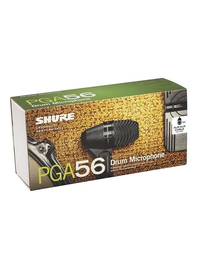 Cardioid Dynamic Snare & Tom Microphone For Musical Instrument Performance Low Frequency Recording & Audio Clarity PGA56-XLR Black