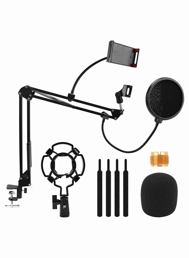 Microphone Stand, Adjustable Suspension Boom Scissor Mic Stand for Recording Equipment