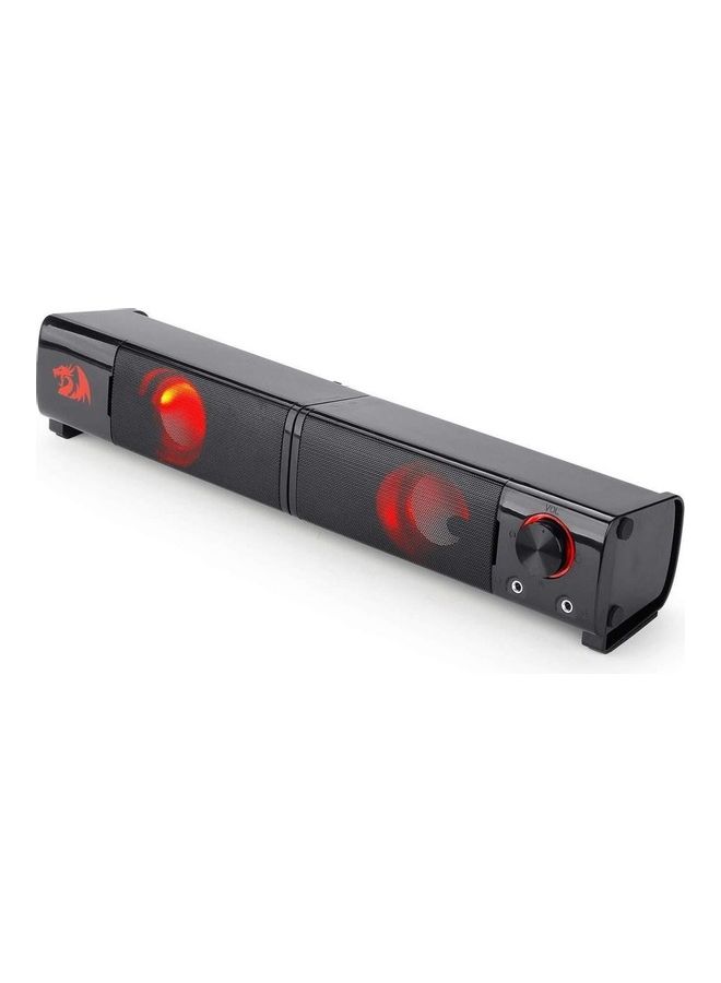 GS550 ORPHEUS PC Gaming Speakers 2.0 Channel Stereo Desktop Computer Sound Bar with Compact Maneuverable Size Headphone Jack Quality Bass and Decent Red Backlit USB Powered w/ 3.5mm Cable