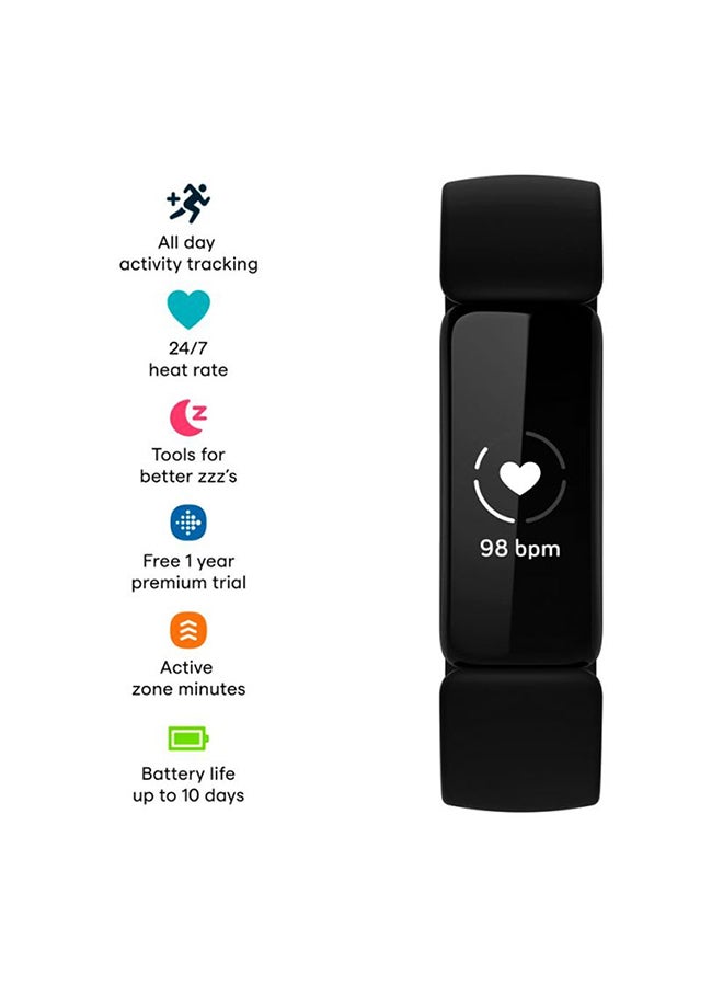 Inspire 2, Health And Fitness Tracker With Free 1-Year Fitbit Premium Trial, 24/7 Heart Rate And Upto 10 Days Battery Black