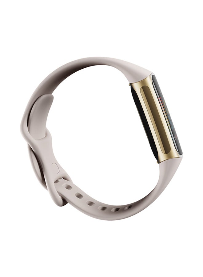 Charge 5 With Advanced Fitness + Health Tracker With Tools For Heart Health Stress Management And Daily Readiness Score Lunar White/Soft Gold Stainless Steel