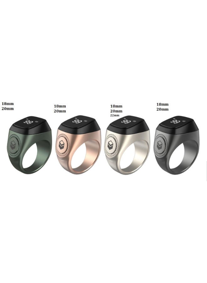 Smart Tasbih Tally Counter for Muslims Zikr Ring Digital Tasbeeh 5 Prayer Time Vibration Reminder Waterproof 20mm SILVER
