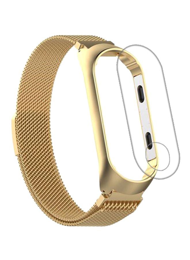 Replacement Band With Screen Protector For Xiaomi Mi Band 3 Gold