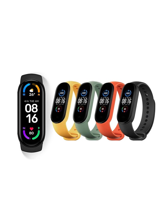 Mi Smart Band 6 Sports Bracelet Amoled Display With 4 Replacement Straps Yellow/Red/Green/Black