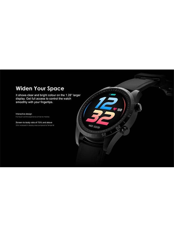 Tempo W2 Smart Watch/ 1.28-inch HD Full Touchscreen/ 75% Larger Display/ Up to 20 Days/ IP67 Waterproof/ Customized Clock Faces/ Music Controls/ Heart Rate and Activity Tracking/ 24 Training Mode/ Real-Time Notification/ Stopwatch Black