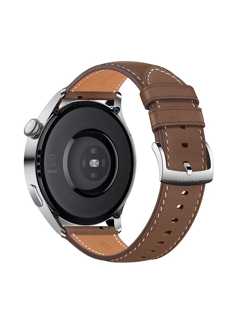 Watch 3 Classic 4G SmartWatch eSIM Cellular All-day SpO2 monitoring Stainless Steel Brown 3-Classic