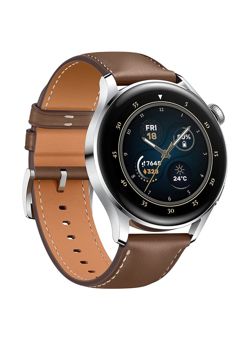 Watch 3 Classic 4G SmartWatch eSIM Cellular All-day SpO2 monitoring Stainless Steel Brown 3-Classic