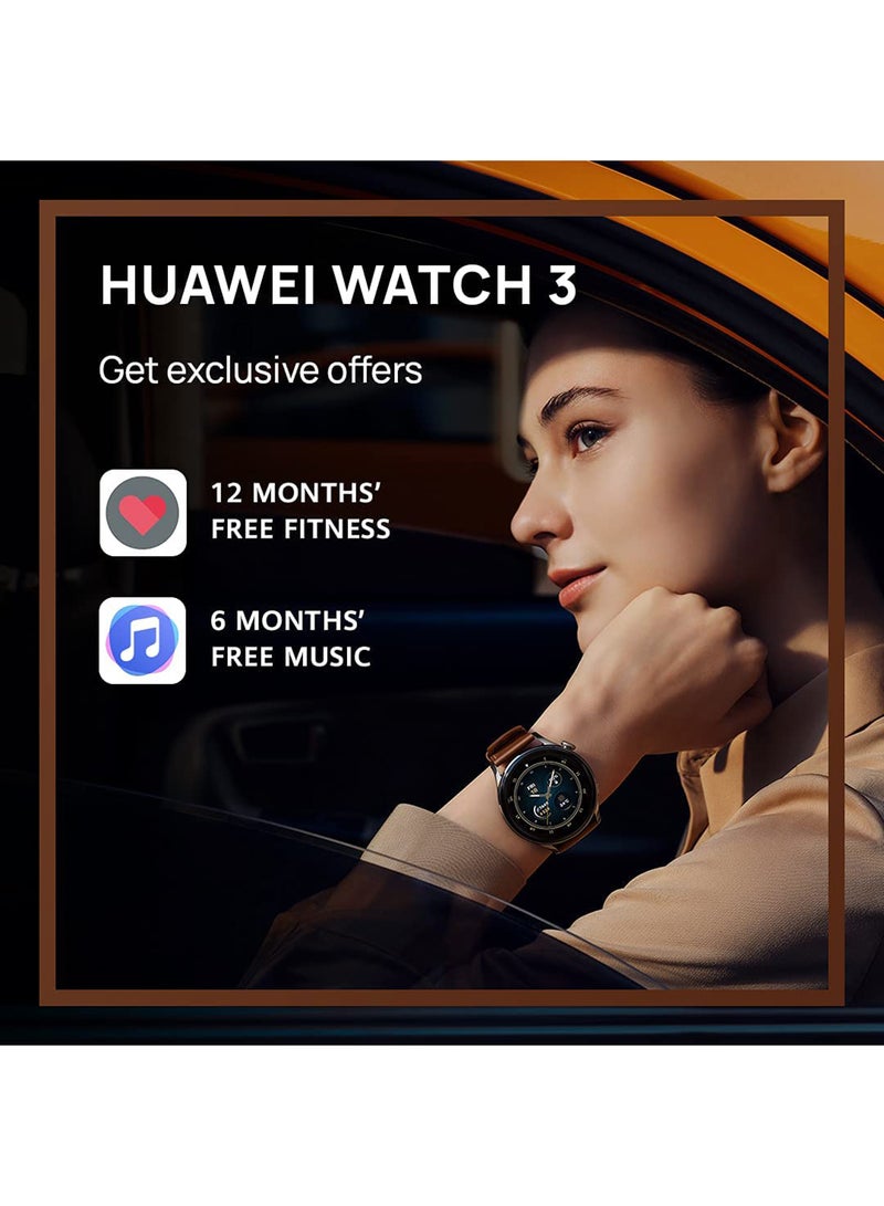 Watch 3 Classic 4G SmartWatch eSIM Cellular All-day SpO2 monitoring Stainless Steel Brown 3-Classic