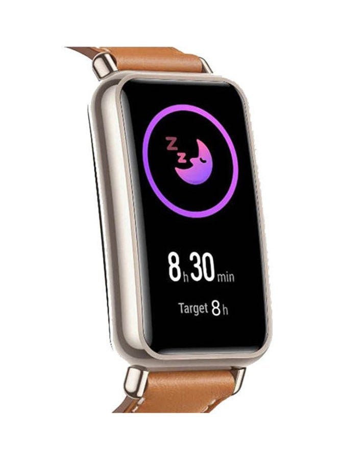 Watch Fit Mini Light Gold Aluminum Case With Leather Strap Mocha Brown