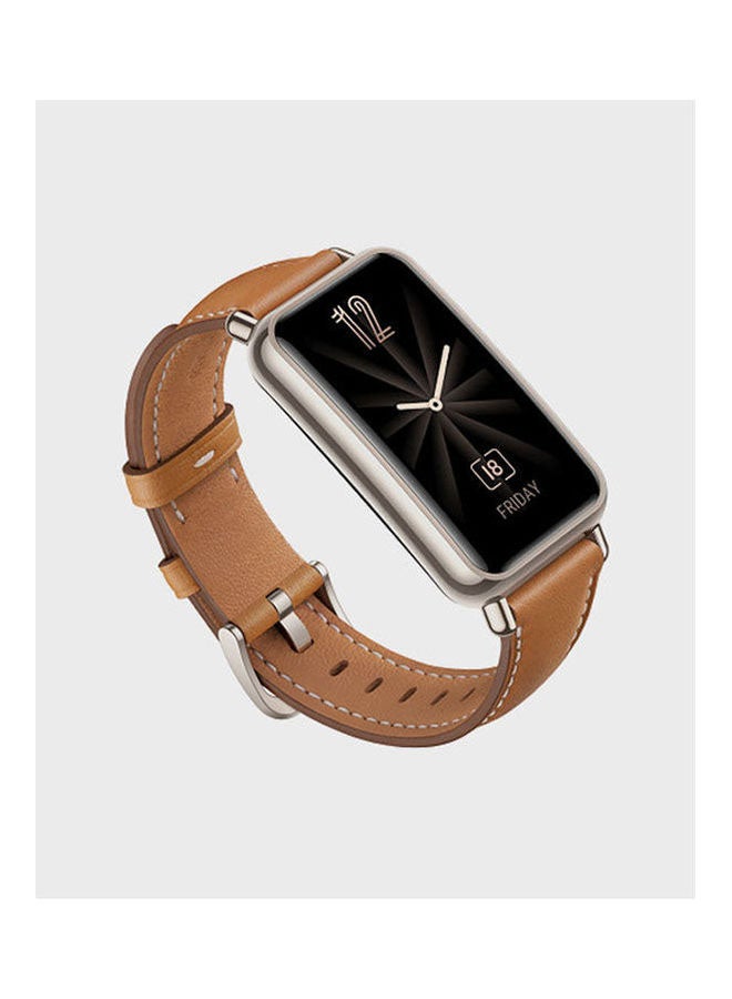 Watch Fit Mini Light Gold Aluminum Case With Leather Strap Mocha Brown