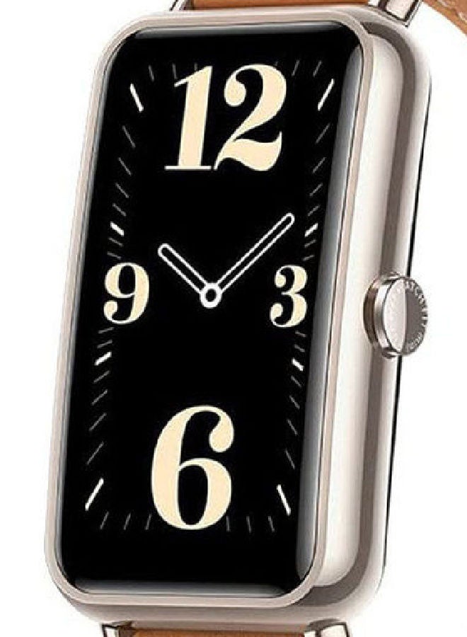 Watch Fit Mini Light Gold Aluminum Case With Leather Strap Mocha Brown