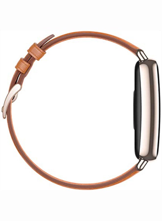 Watch Fit Mini Light Gold Aluminum Case With Leather Strap Mocha Brown