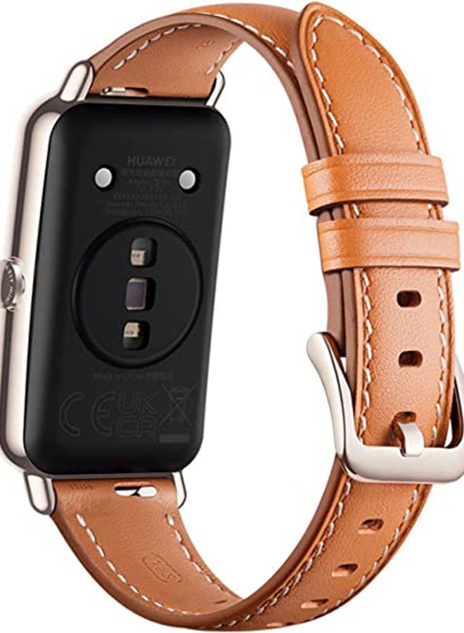 Watch Fit Mini Light Gold Aluminum Case With Leather Strap Mocha Brown