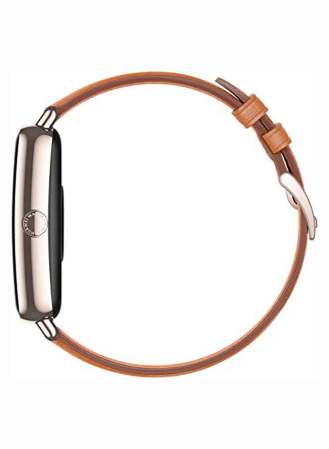 Watch Fit Mini Light Gold Aluminum Case With Leather Strap Mocha Brown