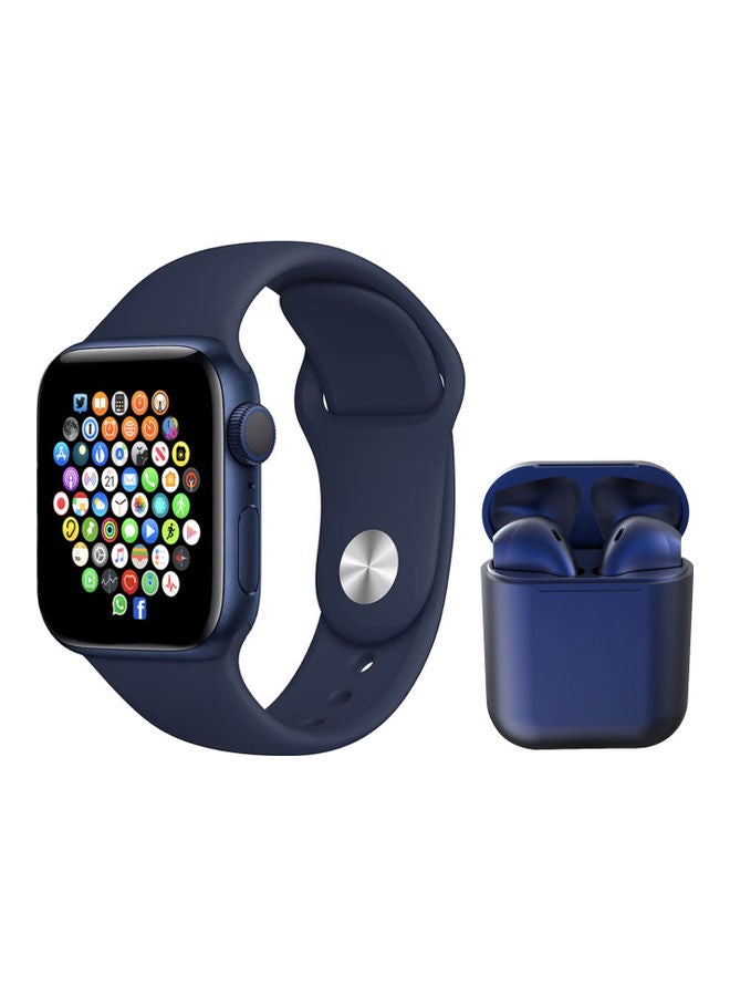 Bluetooth Connectivity Sports Watch Series 7 with Earbuds Blue