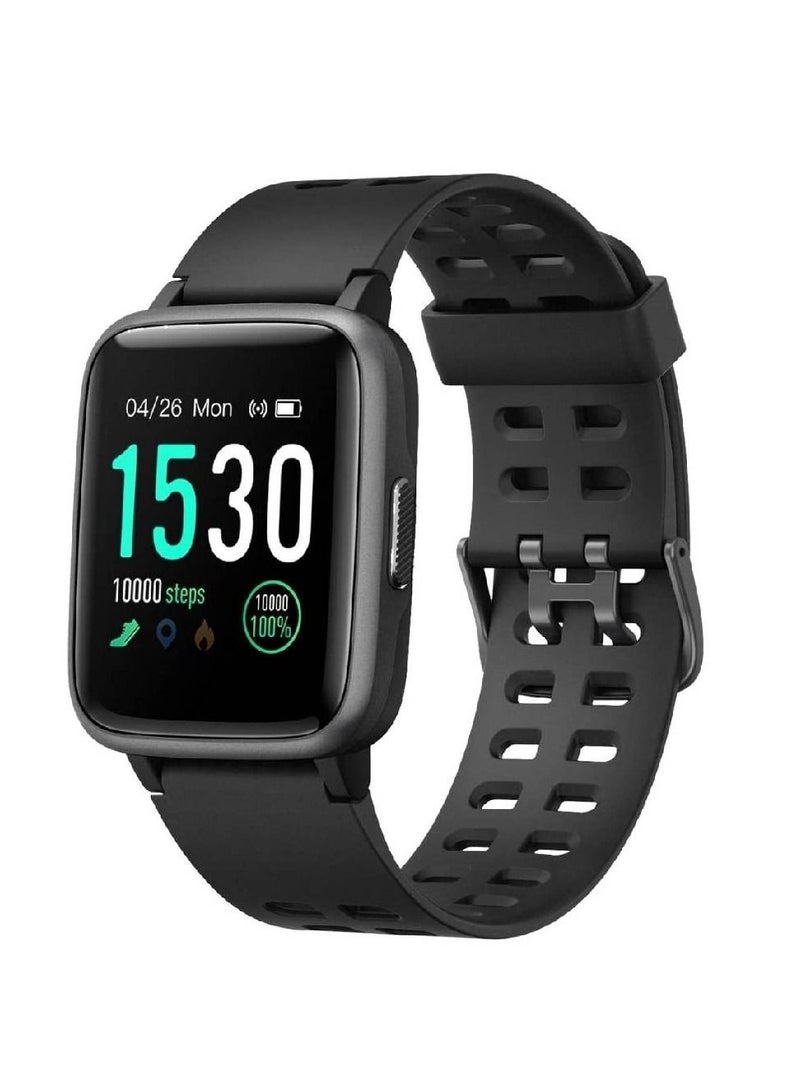 Full Touch Screen, Call & Message Reminder Smart Watch Fitness Trackers Band For IOS & Android Smartphones Black