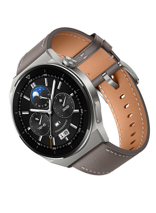 GT 3 Pro Smart Watch Odin Classic Titanium Case with Leather Strap And Free Buds Grey