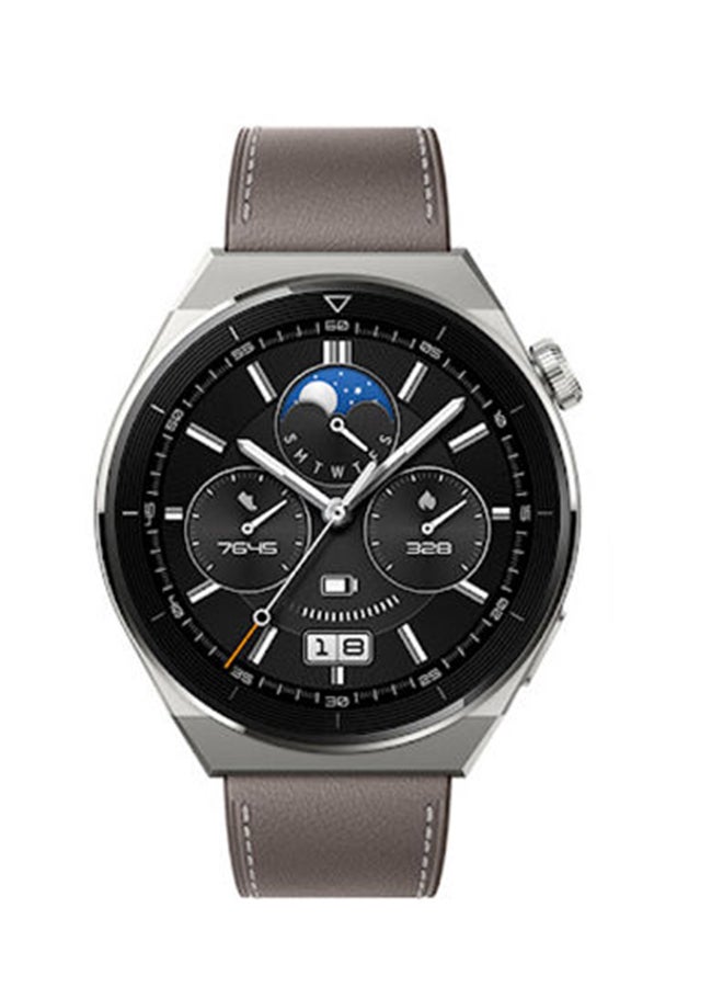 GT 3 Pro Smart Watch Odin Classic Titanium Case with Leather Strap And Free Buds Grey