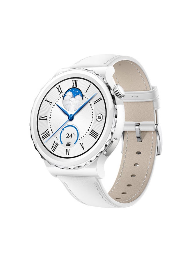 Watch GT 3 Pro SmartWatch Ceramic Case And Leather Strap 43mm White