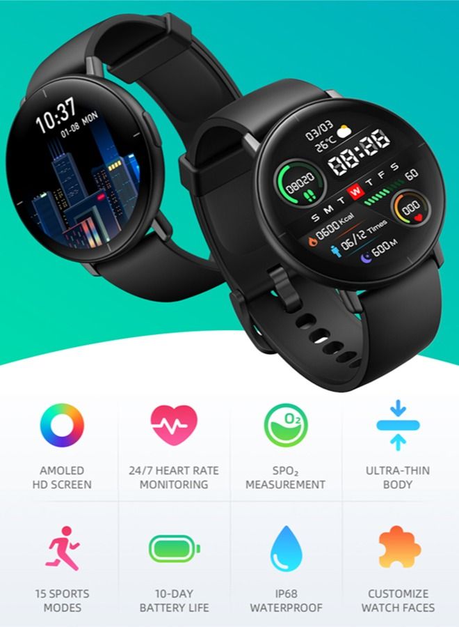 Lite 1.3 Inch AMOLED Smartwatch With Fitness Tracker