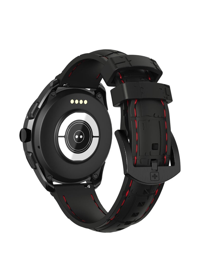 Swiss Military Dom Smartwatch:Call Features,Sports Tracking Heart Rate/Blood Pressure/Oxygen Level Monitoring, Magnetic Charging Base, 5-7 Days Battery Life Compatibility: iOS/Android - Black