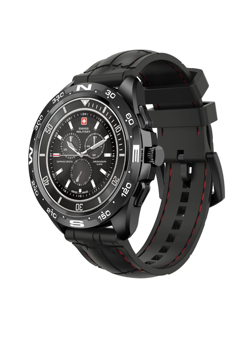 Swiss Military Dom Smartwatch:Call Features,Sports Tracking Heart Rate/Blood Pressure/Oxygen Level Monitoring, Magnetic Charging Base, 5-7 Days Battery Life Compatibility: iOS/Android - Black
