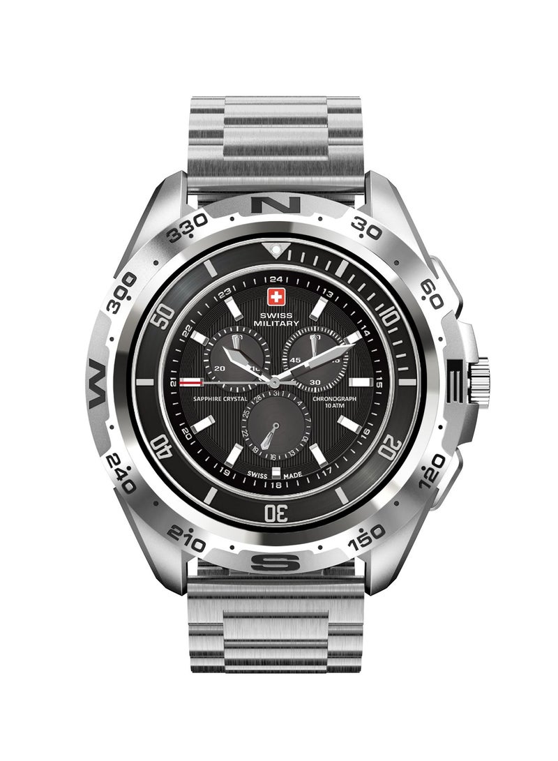 Swiss Military Dom Smartwatch:Call Features,Sports TrackingHeart Rate/Blood Pressure/Oxygen Level Monitoring, Magnetic Charging Base, 5-7 Days Battery Life Compatibility: iOS/Android - Silver