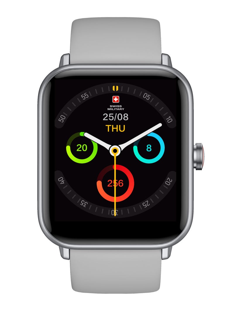 Alps Smart watch,100 Songs Storage, Heart Rate/Stress/BP/Oxygen level Monitoring, Water Resistance: IP67, Battery Life 5to7 Days, Compatibility: IOS/Android- Grey