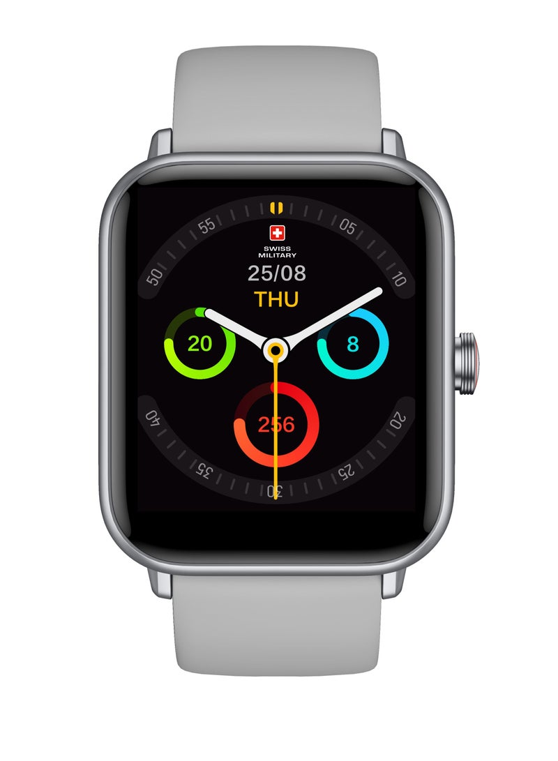 Alps Smart watch,100 Songs Storage, Heart Rate/Stress/BP/Oxygen level Monitoring, Water Resistance: IP67, Battery Life 5to7 Days, Compatibility: IOS/Android- Grey