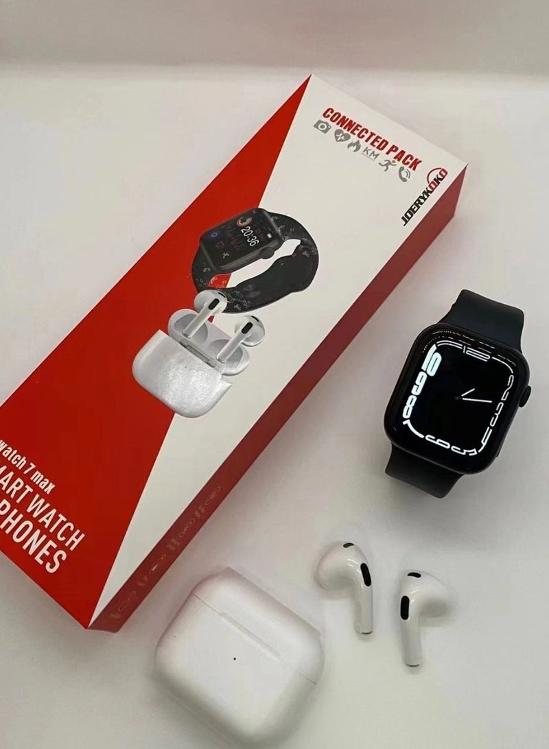 3-In-1 Combo Bluetooth Calling Smart Watch With Extra Strap And Wireless Earphones With Charging Case Bundle