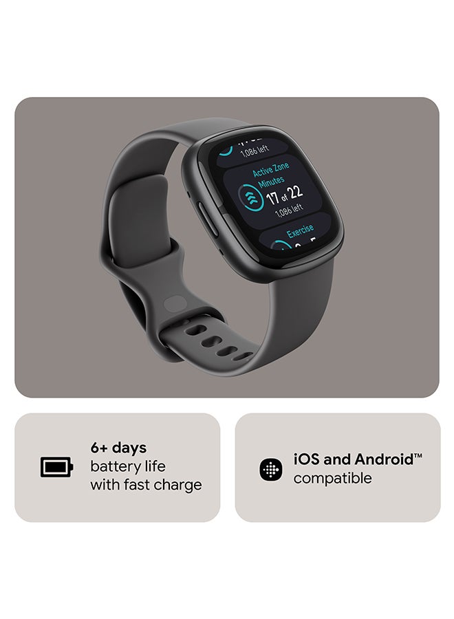 Sense 2, Health and Fitness Smartwatch with built-in GPS, advanced health features, up to 6 days battery life - compatible with Android and iOS Graphite / Graphite Aluminium