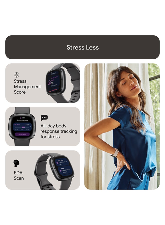 Sense 2, Health and Fitness Smartwatch with built-in GPS, advanced health features, up to 6 days battery life - compatible with Android and iOS Graphite / Graphite Aluminium