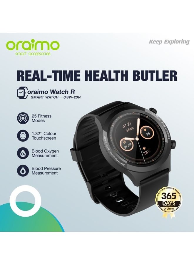 200.0 mAh Smart Watch 1.32 Inch HD Full Color Touch Screen Build In Fitness Tracker With Heart Rate & Blood Oxygen Monitor 3ATM Waterproof Apple iPhone Android Multicolour