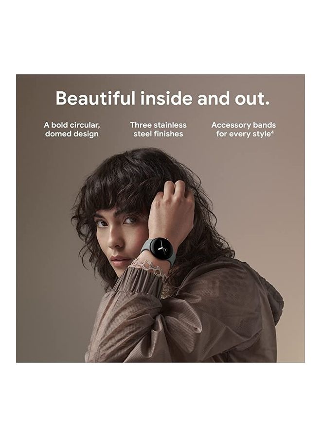 Pixel GPS + Cellular Android Smartwatch Polished Silver Stainless Steel Case With Chalk Active Band
