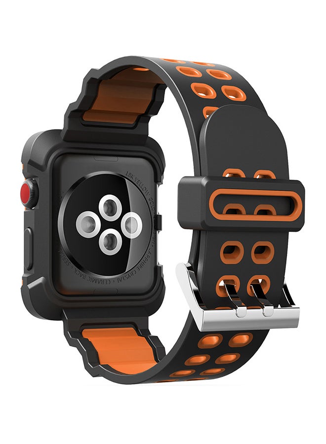 Protective Case Cover With Replacement Band For Apple Watch Series 3/2/1 42mm Orange