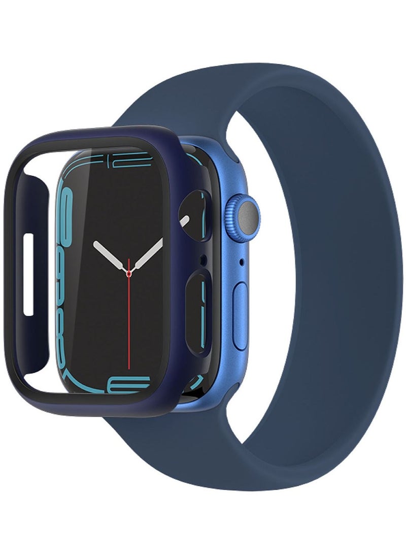 Marsix for Apple Watch 41mm Series 8 / 7 Case Cover with Built in Tempered Glass Screen Protector - Blue