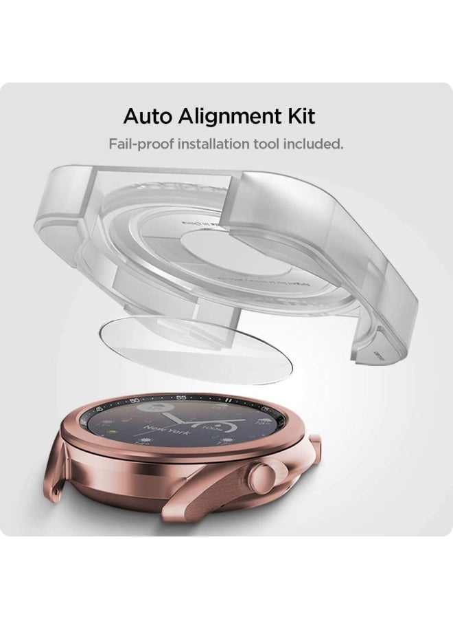 EZ Fit (2 Pack) Tempered Glass Screen Protector for Galaxy Watch 3 (41mm) with Auto Align technology tray Clear