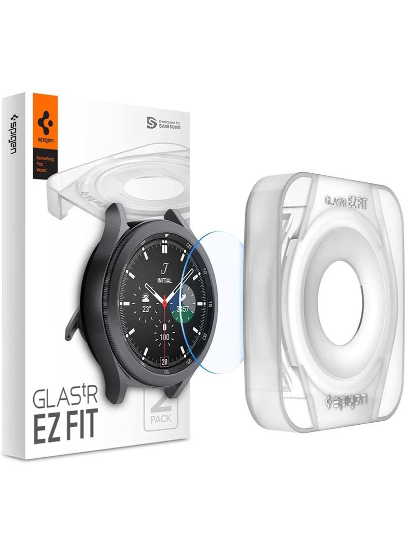Glastr Ez Fit 2 Pack for Samsung Galaxy Watch 4 Classic (42mm) / Galaxy Watch 3 (41mm) Tempered Glass Screen Protector with Auto Align Technology Tray